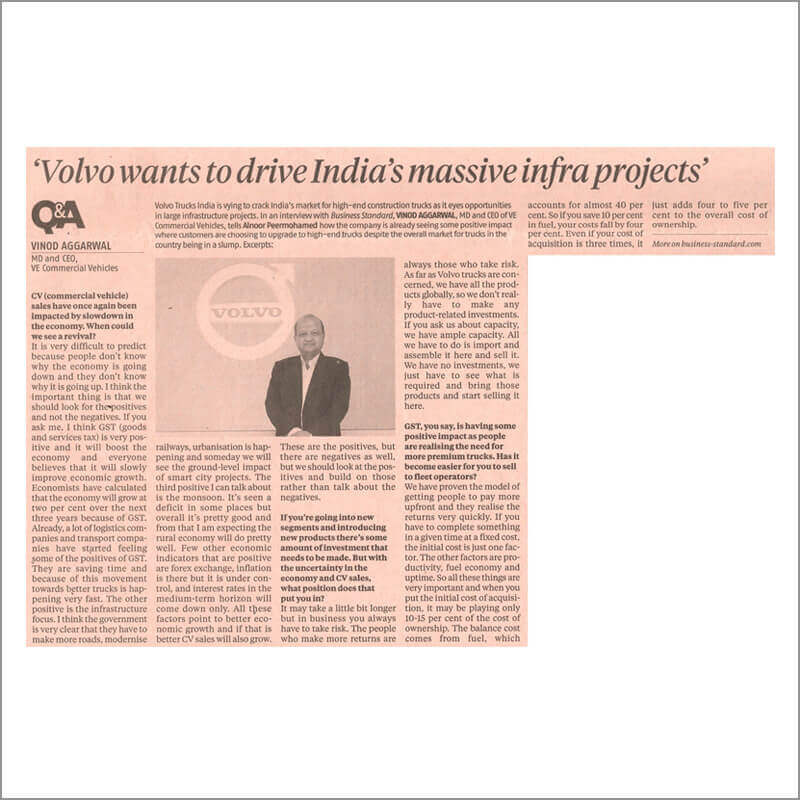 Volvo wants to drive India's massive infra projects\'
