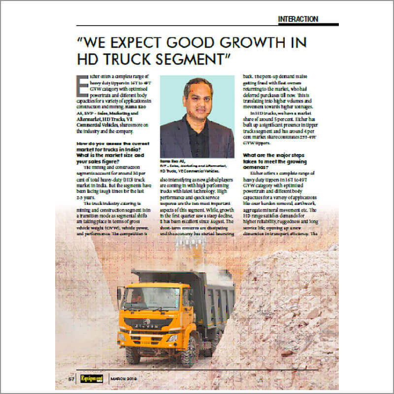 We expect good growth in HD truck segment