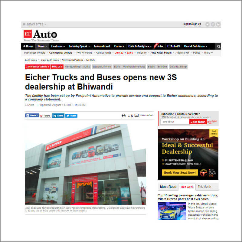 Eicher Trucks & Buses opens new 3S Dealership at Bhiwandi