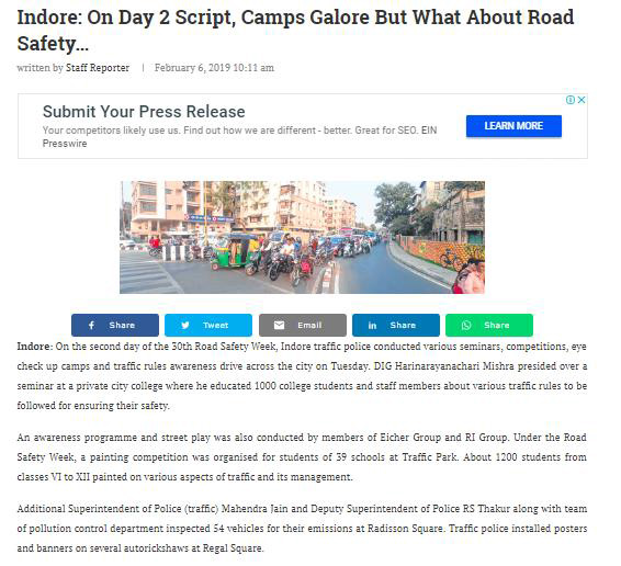 INDORE: ON DAY 2 SCRIPT, CAMPS GALORE BUT WHAT ABOUT ROAD SAFETY