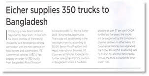  EICHER SUPPLIES 350 TRUCKS TO BANGLADESH