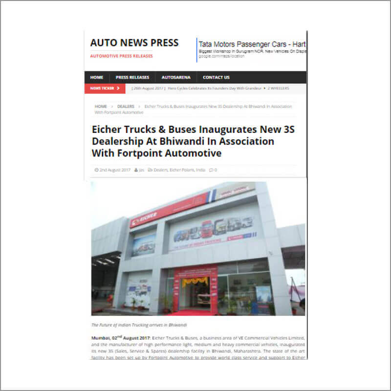 Eicher Trucks & Buses Inaugurates New 3S Dealeship At Bhiwandi In Association With FortPoint Automotive