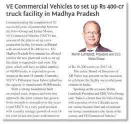 VE COMMERCIAL VEHICLES TO SET UP RS 400 CR TRUCK FACILITY IN MADHYA PRADESH