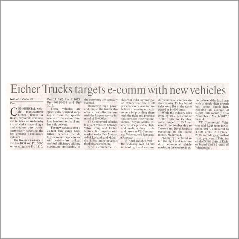 Eicher Trucks targets e-comm with new vehicles