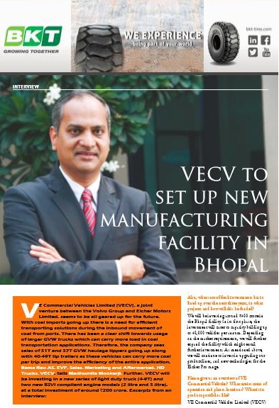 VECV TO SET UP NEW MANUFACTURING FACILITY IN BHOPAL